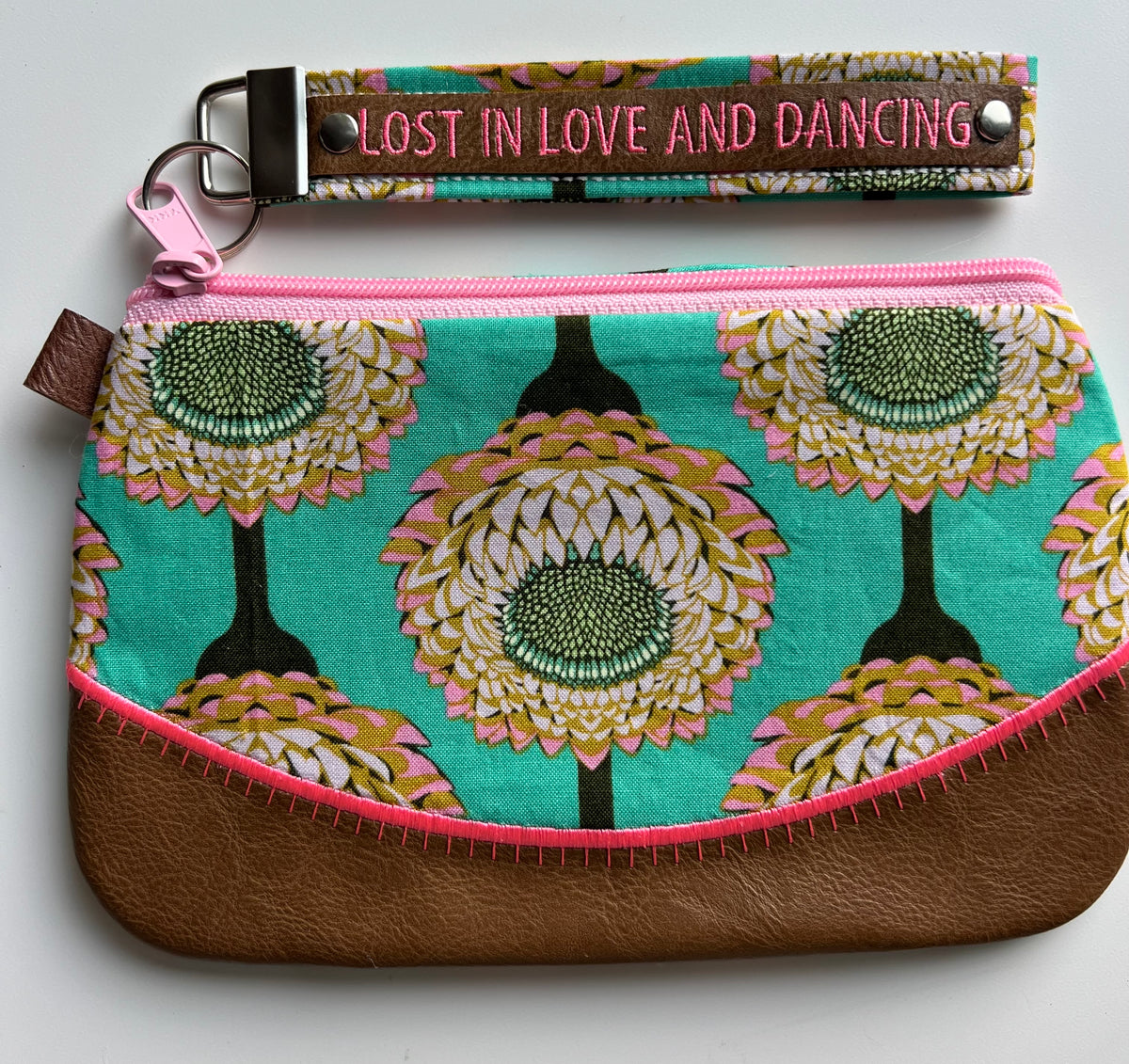 Rapunzel Wristlet with Removable Strap • DMB Inspired • Embroidered Floral Pouch • Bag