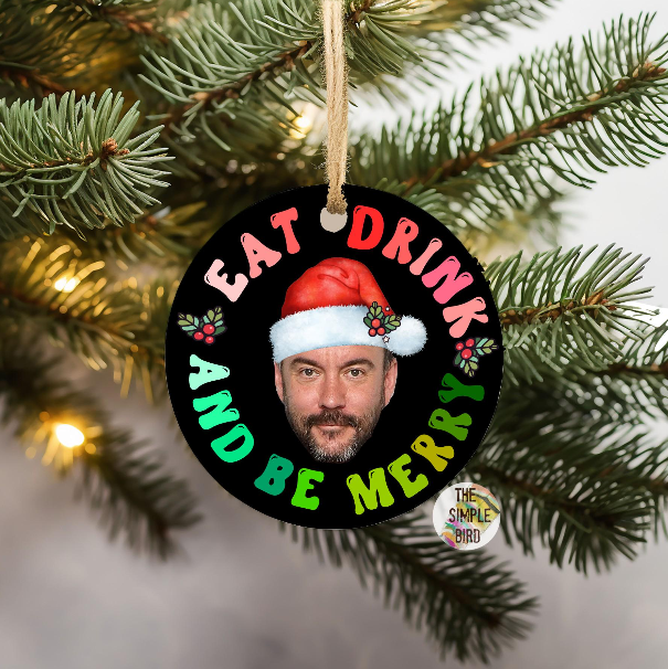 Eat Drink and Be Merry Santa Dave Ornament