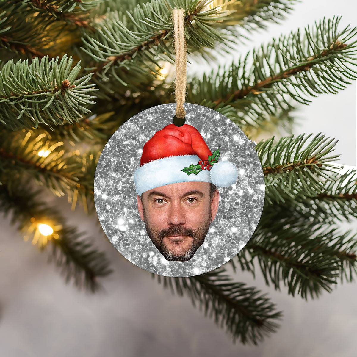 Glitter Santa Dave Ornament